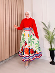Ra4468c-Poplin Ravella Etekli Takım-Karışık Renkli