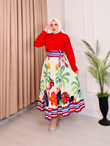 Ra4468c-Poplin Ravella Etekli Takım-Karışık Renkli