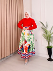 Ra4468c-Poplin Ravella Etekli Takım-Karışık Renkli