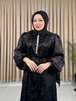 Rb2349-Taşlı Jakar Elbise-Siyah