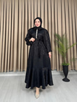 Rb2349-Taşlı Jakar Elbise-Siyah