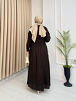 Rb2355-Gofre Elbise-Koyu Kahverengi