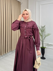 Rb2355-Gofre Elbise-Mürdüm