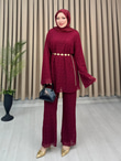Rb3625-Dantel İkili Takım-Bordo