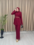 Rb3625-Dantel İkili Takım-Bordo
