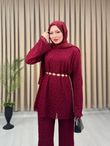 Rb3625-Dantel İkili Takım-Bordo