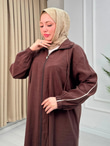 Rb3678-Tensel Uzun Fermuarlı Kap-Kahverengi