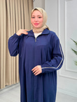 Rb3678-Tensel Uzun Fermuarlı Kap-Lacivert