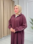 Rb3678-Tensel Uzun Fermuarlı Kap-Mürdüm
