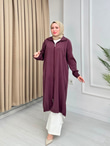 Rb3678-Tensel Uzun Fermuarlı Kap-Mürdüm