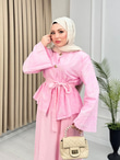 Rb4364-Çiçek Nakışlı İspanyol Kol Etekli Takım-Pembe
