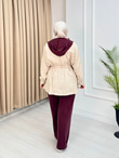 Rb5562-Tensel Çıtçıtlı Pantolonlu Takım-Mürdüm