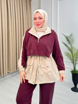 Rb5562-Tensel Çıtçıtlı Pantolonlu Takım-Mürdüm