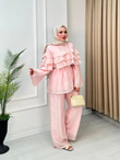 Rb5568-Minel Fırfırlı Takım--Pembe