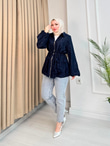 Rb6743-Vual Biye Kemerli Tunik-Lacivert