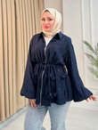 Rb6743-Vual Biye Kemerli Tunik-Lacivert