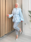 Rb6743-Vual Biye Kemerli Tunik-Mavi