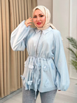 Rb6743-Vual Biye Kemerli Tunik-Mavi