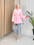 Rb6743-Vual Biye Kemerli Tunik-Pembe