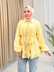 Rb6743-Vual Biye Kemerli Tunik-Sarı