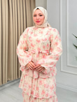 Rb6795-Şifon Çiçekli Elbise-Pembe