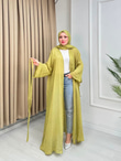 Rb6799-Vual Taş Serpme Kimono+Şallı Set-Yeşil