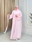 Rb6799-Vual Taş Serpme Kimono+Şallı Set-Tozlu Pembe