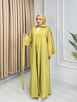 Rb6799-Vual Taş Serpme Kimono+Şallı Set-Yeşil