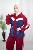 Rb7612-Tensel Biye Kemerli Pantolonlu Takım-Bordo