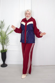 Rb7612-Tensel Biye Kemerli Pantolonlu Takım-Bordo
