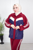 Rb7612-Tensel Biye Kemerli Pantolonlu Takım-Bordo