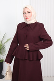 Rd7293-Dabıl Astarlı Etekli Takım-Mürdüm
