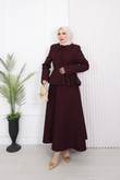Rd7293-Dabıl Astarlı Etekli Takım-Mürdüm