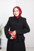 Rd7293-Dabıl Astarlı Etekli Takım-Siyah