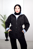 Rg8888-Denim Detaylı Paraşüt Trençkot-Siyah