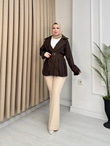 Rw3978-İçi Astarlı Tensel Trençkot-Kahverengi