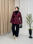 Rw3978-İçi Astarlı Tensel Trençkot-Mürdüm