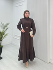 Rx2789-Şık Elbise-Kahverengi