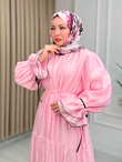Şd6790-Esila Vual Elbise-Pembe