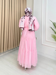 Şd6790-Esila Vual Elbise-Pembe