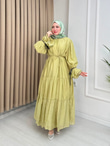 Şd6790-Esila Vual Elbise-Yeşil