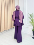 Sf5567-Şifon Pantolonlu Takım-Mor