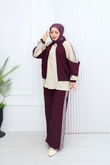 Sr5579c-Vual Cepli Fermuarlı Pantolonlu Takım-Mürdüm