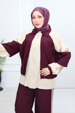 Sr5579c-Vual Cepli Fermuarlı Pantolonlu Takım-Mürdüm