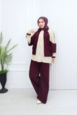 Sr5579c-Vual Cepli Fermuarlı Pantolonlu Takım-Mürdüm
