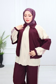 Sr5579c-Vual Cepli Fermuarlı Pantolonlu Takım-Mürdüm