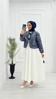 Tx0505-Gül Desen Ceket-Lacivert
