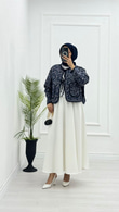 Tx0505-Gül Desen Ceket-Lacivert