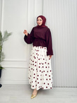 Wb4464-Puantiye Etek Takım-Bordo