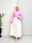 Wb4464-Puantiye Etek Takım-Pembe